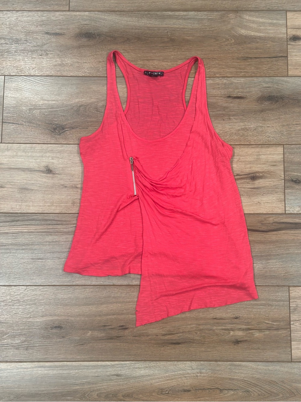 EYE CANDY Vintage 2000s Y2k Cyber Neon Pink Asymmetrical Tank Top | Size Large